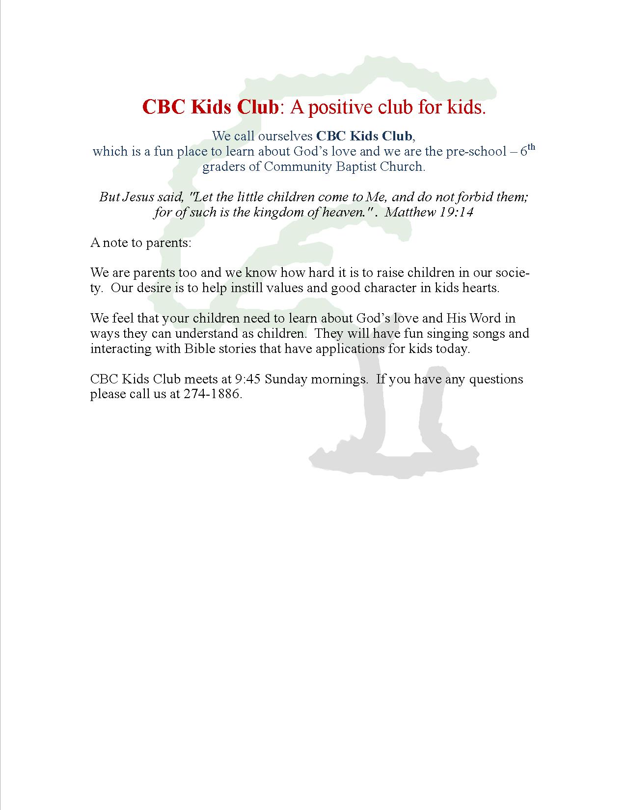 Kids Club Flyer